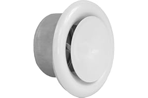 VENTILAND Difusor de ventilacion | Difusor aire acondicionado | Valvula de Techo o Pared para cocina, baño | Rejilla de Ventilación redonda ajustable en Chapa Acero | Boca de extracción (Impulsión, ø80mm)