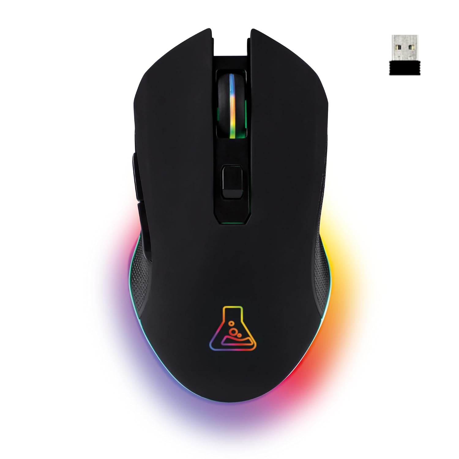 G-Lab gamingmuis van Kult Helium, RGB, draadloos, pc, gamer, oplaadbaar, 3200 dpi, retro verlichte gamingmuis, 7 kleuren voor pc/ps5/Xbox. | Sans fil, capteur optique 800 à 6400 DPI, rétroéclairage 7 couleurs, 6 boutons, léger, noir, compatible PC/Mac/PS4/PS5