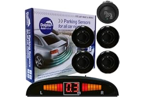 Dolphin Automotive DPS450F Front Parking Sensors In 32 Colours 4 Ultrasonic Radar Sensors Kit Audio & Display Alert System Matt & Gloss Black +30 More Colours (Gloss Black)