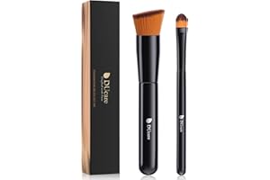 DUcare Foundation Concealer Brush Set 2Pcs Professional Flat Top Kabuki Brush for Face Nose Synthetic Liquid Blending Mineral Powder Makeup Tools