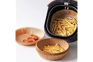 ARIYAH COLLECTIONS Air Fryer Disposable Paper Liner, Premium 6.3 Inch Air Fryer Paper Liners 100Pcs Non-Stick Disposable Air Fryer Liners, Baking Paper Food Grade Parchment Paper for Baking and Roasting (Pack of 100)