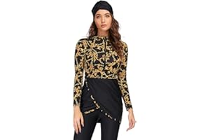 EOTCT Muslimischer Badeanzug für Damen, 3-teilig, langärmelig, Islamischer Badeanzug, Arabisch, Badeanzug, Hijab Burkini im BH, volle Abdeckung