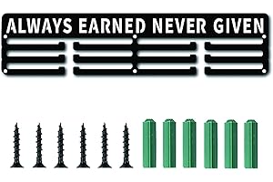 CREATCABIN Soporte para Medallas Siempre Ganado Nunca Dado para Exhibición Bastidor Premios Deportivos Soporte de Cordón de Metal Resistente Montado En la Pared Mesa Gimnasia Más de 60 medallas