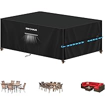 Copridivano Esterno SIMPHAUS Per 3 Posti - Telo Impermeabile 420D Oxford Con Cinghie, 205x85x81/61cm