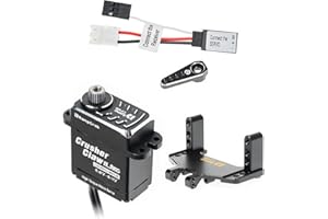 RampCrab Lenkservo 11,5 kg für SCX24 AX24 (Stahlgetriebe, wasserdicht), mit Servohalterung und Servohupe für RC-Crawler-Automodell-Upgradeteile, Axial AX24, SCX24-Upgradeteile (Schwarze Hupe)