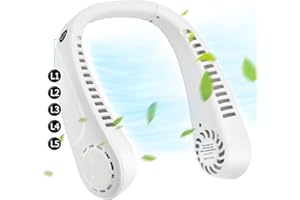 EXTFANS Ventilateur de Cou Portable, Ventilateur Tour de Cou 5 Vitesses, Ventilateur Réglable à 360°, Ventilateur de Cou Silencieux, USB ventilateur pour Bureau Domicile Voyage en Plein Air, Blanc