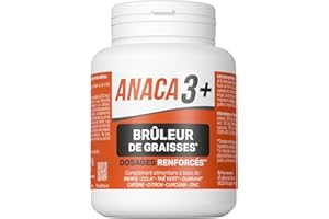Anaca 3+ - Brûleur De Graisses - Complément Alimentaire - Dosages Renforcés - Accumulation(3) - Plantes, Zinc, Curcumine & Caféine - Programme Minceur 30 Jours - Fabriqué En France - 120 Gélules