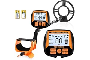 SUNPOW Metal Detector for Adults, Professional Waterproof High Accuracy Metal Detector, 10'' Detection Depth, Pinpoint & Disc & Notch & All Metal & Volume Modes, Strong Anti-Interference