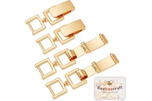 Beebeecraft 1 caja de 6 cierres Plegables para Pulsera de 29.(118) in Chapado En Oro Real de 24 quilates Extensor de Cierre Plegable de Latón Extensión de Joyería Cierre Plegable para Hacer Joyas