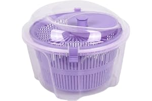 SECENART SECEN London - Salad Spinner, Large Capacity with Clear Serving Bowl, Colander Basket, Lettuce Spinner, Plastic Salad Spinner, Vegetable Dryer, Washer Manual Salad Maker (Purple)