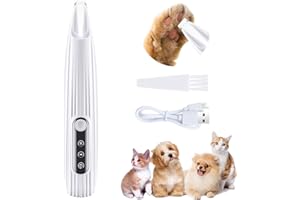 GlauStalos Tondeuse Chien Professionnelle, 500 mAh Rechargeable Tondeuse Étanche pour Pattes d'animaux, Rasoir pour Chiens Chat Faible Bruit avec Lumière LED pour Pattes, Yeux, Oreilles, Visage