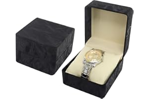 AfitLulu Uhrenbox Einzeln Uhren Aufbewahrungsbox mit Abnehmbaren Uhrenkissen für Damen und Herren, Uhrenkoffer PU-Leder Uhrenaufbewahrungsbox für Armbanduhren, Smartwatches, Armbänder (Leder-Schwarz)