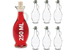 Casavetro Tapón de corcho transparente Botellas de vidrio vacías 250 ml - Tapas de corcho recargables reutilizables - Apretado al aire para endrinas Gin Aceite Vinagre Cerveza Vino Sidra(6 x 250 ml)