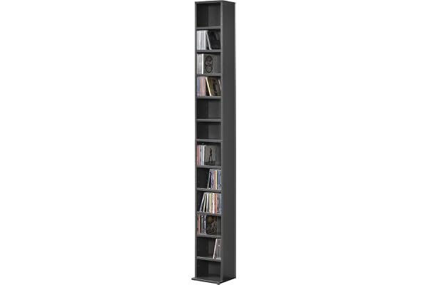 [en.casa] CD-hylla Aventoft 175 x 20 x 20 cm bokhylla stående hylla förvaring 12 fack