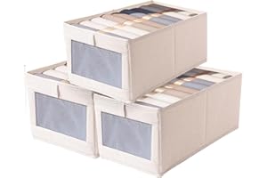 Sosayet Set di 3 scatole portaoggetti per armadio - cubo pieghevole in tessuto con finestra trasparente - per biancheria, giocattoli, vestiti, libri