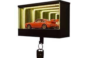 Uoqpty Colgador De Llaveros Infinity Garage, Portallaves Keypit Garage, Portallaves De Coche De Carreras De Pared Con LED, Expositor De Llaves De Coche Tiny Glowing Garages Para Amantes De Los Coches