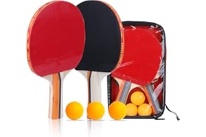 ‎DELAMIYA Delamiya Tischtennisschläger Profi Set, 2 Tischtennis Schläger mit 3 Tischtennis Bälle, Tischtennisschläger Set für Sportler, Anfänger, Profis