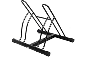 BAKAJI Rastrelliera per Biciclette 2 Posti Multipla da Pavimento Stand Parcheggio Esterno per Bici in Acciaio Porta Bici Colore Nero con Materiale di Montaggio Incluso