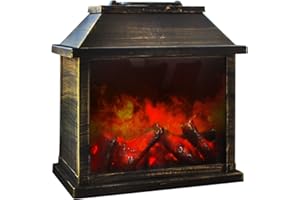 Eaxus® Camino elettrico decorativo con effetto fiamma e effetto retrò, 28 x 28 x 15 cm, marrone