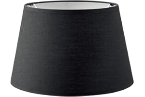 HOME SWEET HOME COLLECTION Home Sweet Home Classico Paralume Largo | rotondo | 20/15/13cm | Nero | Paralume in tessuto di cotone | per attacco E27 | testato RoHS | per lampada da parete e lampada da tavolo