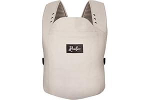 ROOKIE Babytrage Premium - Schnell & einfach angelegt - Bequeme Baby Trage für Neugeborene ab Geburt bis 15kg - Baby Carrier aus Bio Baumwolle (Beige)