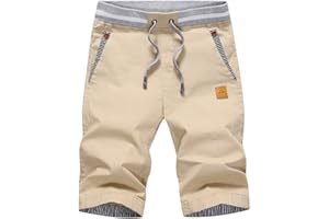 Tansozer Short Homme en Coton Casual Pantalon Slim Fit Taille éLastiquéE Short