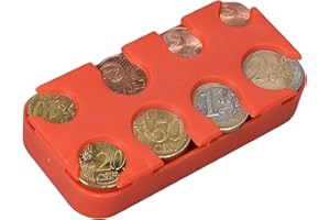 kwmobile Scatola Portamonete 8 Scomparti - Box Organizer Porta Monete a Molla - Slot x8 Monete da 1 Centesimo a 2 Euro - arancione