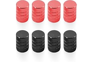 HDGSAFD 8-częściowy zestaw nasadek na wentyle do opon samochodowych, uniwersalne zawory do opon, zaślepki przeciwpyłowe do opon samochodowych z gumowymi pierścieniami (czarny, czerwony)