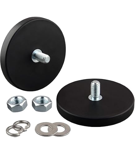 ULIBERMAG 2 magneti rivestiti in gomma con perno filettato maschio M8, neodimio potente antigraffio 45 kg per barra luminosa esterna, luci di segnalazione e strumenti