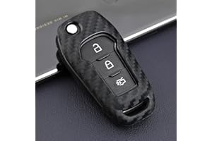 Qirc Funda de silicona para llave de coche de fibra de carbono para Explorer F-150/250 Ranger Mondeo Ecosport Protector para llave de coche, accesorios para decoración (sin hebilla)