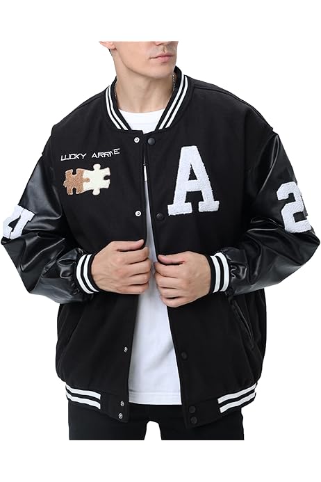 Eocicvvi Varsity Jacket Unisex Y2K Embroidered Letterman Bomber  