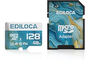 EDILOCA Micro SD Karte 128GB, Speicherkarte mit SD-Adapter, 100MB/s Lesegeschwindigkeit UHS-I C10, U1, V10, A1 Wasserdicht Stoßfest, 128GB Micro SD Card Kompatibel mit Smartphone, Kamera, Dashcam, Drohnen