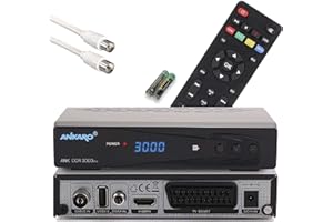 ANKARO DCR 3000 Plus Kabelreceiver für Kabelfernsehen mit PVR Aufnahmefunktion, AAC-LC & Timeshift, digital TV Receiver, 1080p Full HD – HDTV, DVB-C, HDMI, SCART, Cable, USB + Anschlusskabel weiß