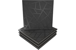 UA ACOUSTICS Lot de 4 panneaux acoustiques diffusants «Skyross» - 50 x 50 x 5 cm - Absorption - Diffusion - Réflexion - Insonorisation - Isolation - Bois perforé laminé : (Skyross, noir)