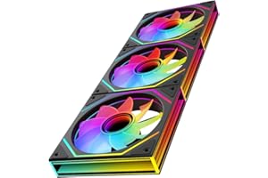 Jungle Leopard Prism6MAX-X3 RGB PC Lüfter 120MM 3er Pack Gehäuselüfter[Drei unendliche Spiegel an der Seite][HDB]58.36CFM/1850RPM/28LEDs 5V3PIN ARGB und 12V4PIN PWM Lüfter (Schwarz Reverse Blade)