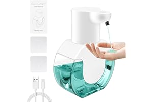 KKMOL Automatyczny dozownik mydła – elektryczny dozownik mydła z czujnikiem, nowy dozownik mydła z 4-stopniową regulacją, 420 ml, montaż na ścianie, dozownik mydła do kuchni i łazienki