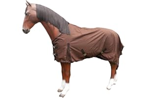 BRAMA WEST Brama-West 1680DEN - Manta para lluvia para caballos, con cuello alto y forro polar, 1680DEN, impermeable, color marrón, 155 cm