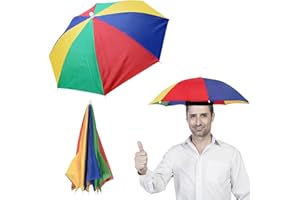 Ompinda Head Umbrella Hat, 2 Pcs 20 Inch Diameter Portable Rainbow Head Umbrella Hat with Elastic Band Headwear Umbrella Cap for Outdoor Sports