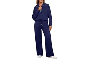 GRECERELLE Tracksuit Womens Full Set Autumn Lounge Wear Sets for Women Activewear Two Piece Outfits Long Sleeve Half Zip Casual Pullover Tops and Jogging Bottoms with Pockets