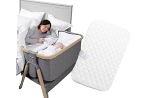 Molten Creek® Next to Me Chicco Deluxe Crib Mattress Compatible Bedside Crib Next2Me- Travel Cot Toddler Infant Bed Foam Mattress, White Hypoallergenic & Removable Quilt Cover (83 x 50 x 10 cm)