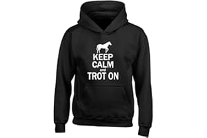 Shopagift Keep Calm and Trot On Horse Riding Equestrian Kids Childrens Hooded Top Hoodie