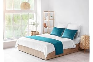 VELVETON Velvet Bed Runner Bed Scarf Handmade Reversible Perfect For Home and Hotel. (Teal, Double 48 x 200cm (18" x 78"))