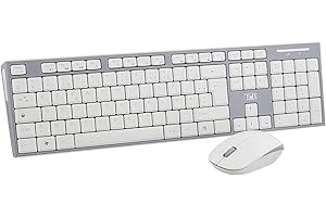 T'NB T’NB Clavier et Souris sans Fil Radiofréquence, Clavier AZERTY Français, Compact, Confortable Et Silencieux, Raccourcis Multimédia, Souris Haute Autonomie, Clics Silencieux, Windows/Linux – Blanc