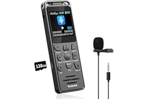 144GB Grabadora de Voz Profesional Digital, 70H Grabadora Audio, Volorful 1,44" Pantalla Color Grabadora USB C Portátil para Clases Reuniones Entrevistas, Reproductor MP3, Activación por Voz