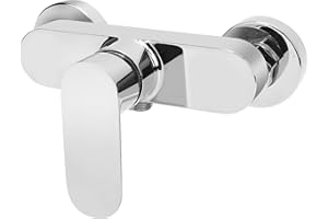 MEKOTRIN Shower Mixer Valve Wall Mounted, Single Lever Shower Faucet Mixer with Control for Cold and Hot Water, Modern Stainless Steel Bath Tap, G1/2" Outlet