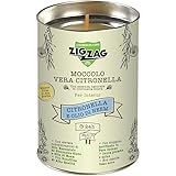 Zig Zag, Candela agli Oli Essenziali di Citronella Giava e Neem, Moccolo per Interni, made in Italy, stoppino a base di fibra