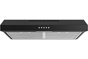 FIREGAS Cappa Aspirante 60 cm, Flusso d'Aria 300m³/h, Sottopensile, Aspiratore A Parete, 3 Velocità, Luci LED, con filtro a carbone attivo, Nero