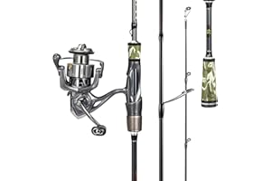 Yun Nong Spinn-Angelrute und Rolle, geteilter Golfgriff, 30T Kohlefaser, 2-teilig, Reise-Angelrute und ultraleichte, Glatte Rolle für Salzwasser, Süßwasserangeln