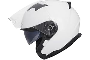 Zorax White M (57-58cm) ZOR-602 Double Sun Visor Open Face Motorbike Motorcycle Helmet Road Legal ECE 2206