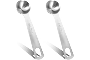 Ouligay 2 cucharas medidoras de 5 ml de acero inoxidable, cucharas dosificadoras de café de acero inoxidable, cucharas para especias